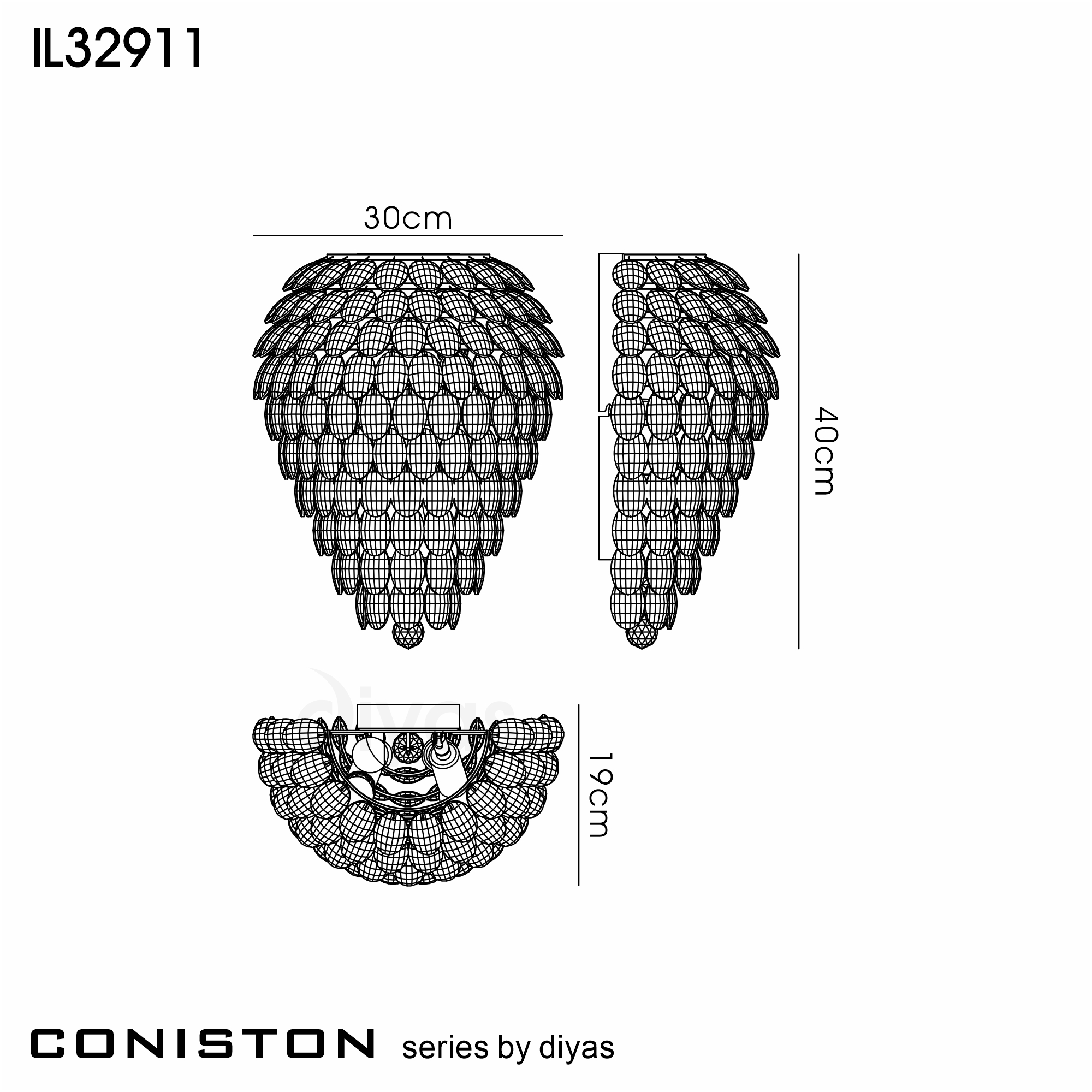 IL32911  Coniston Tall Wall Lamp 4 Light French Gold